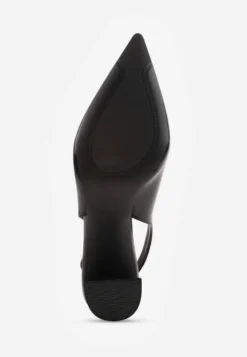 Czarne Klasyczne Czółenka Slingback na Słupku ze Szpiczastym Noskiem Dolmisa