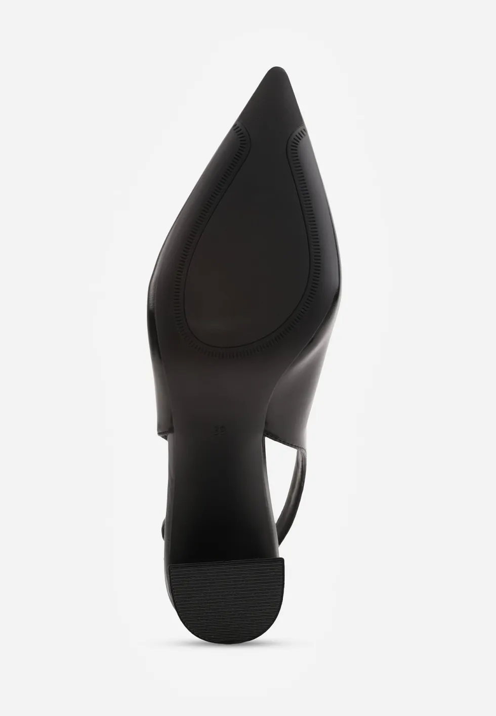 Czarne Klasyczne Czółenka Slingback na Słupku ze Szpiczastym Noskiem Dolmisa