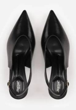 Czarne Klasyczne Czółenka Slingback na Słupku ze Szpiczastym Noskiem Dolmisa