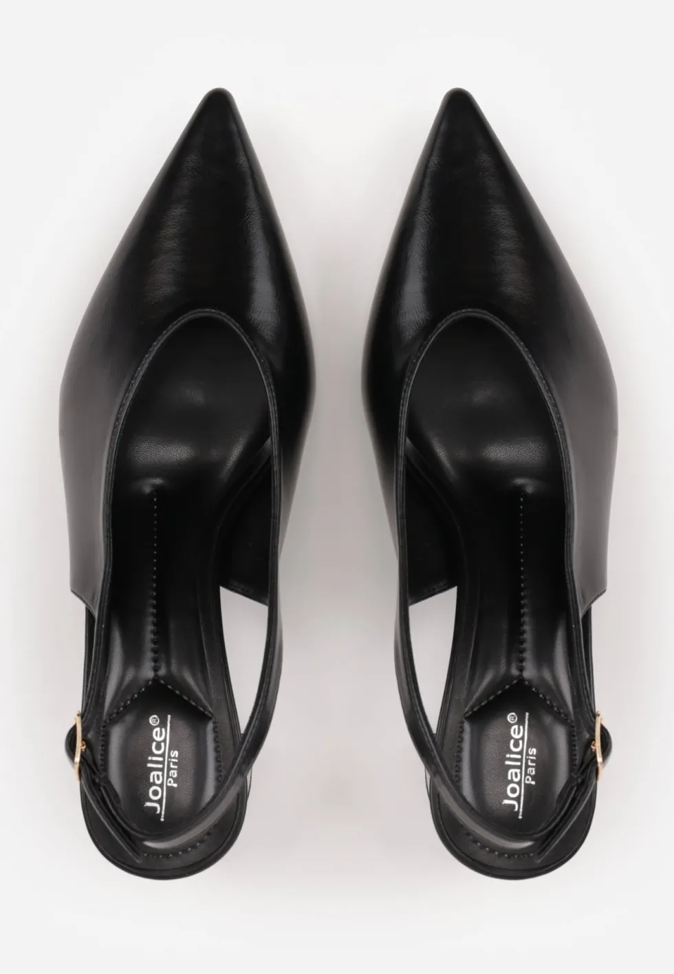 Czarne Klasyczne Czółenka Slingback na Słupku ze Szpiczastym Noskiem Dolmisa