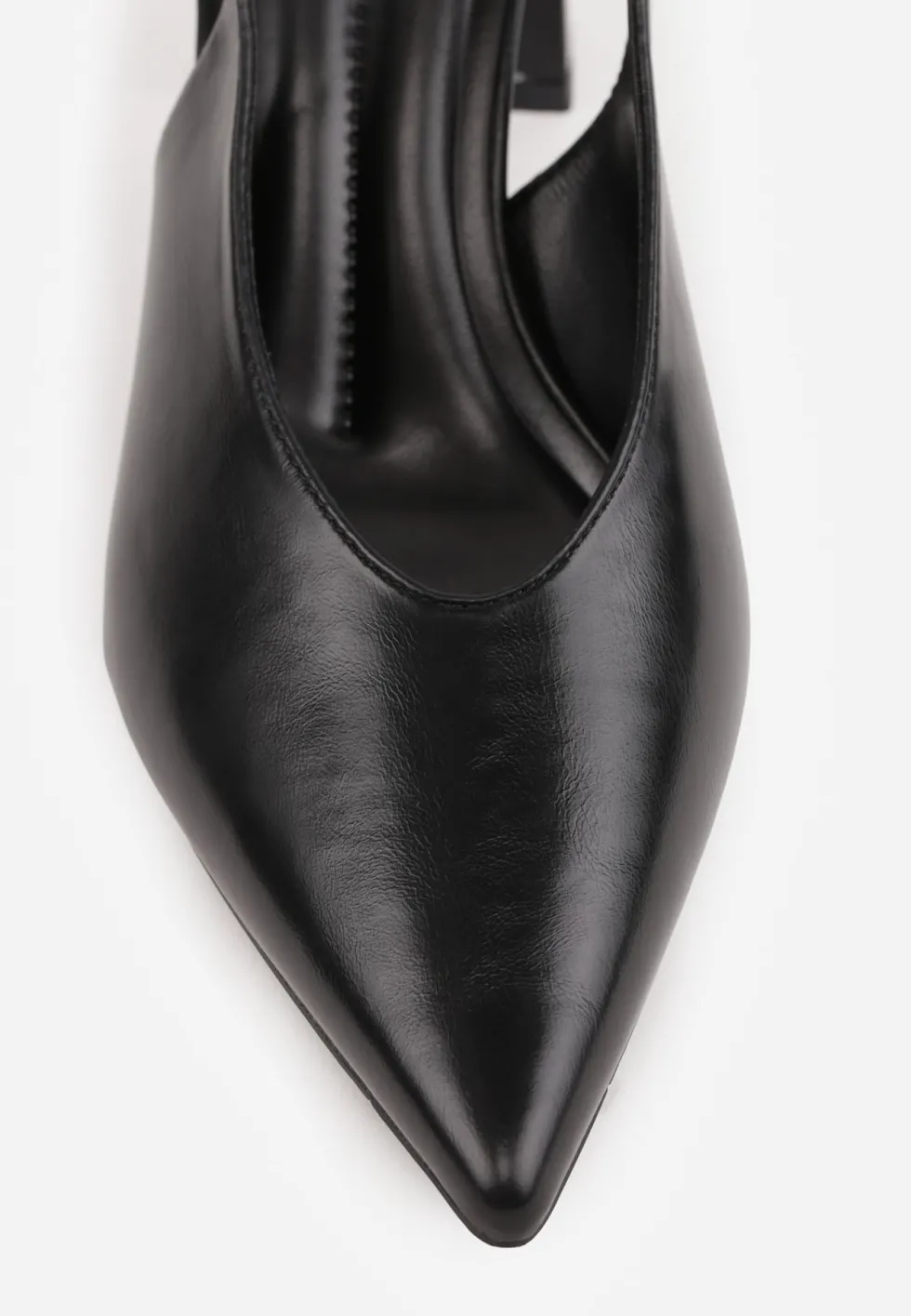 Czarne Klasyczne Czółenka Slingback na Słupku ze Szpiczastym Noskiem Dolmisa