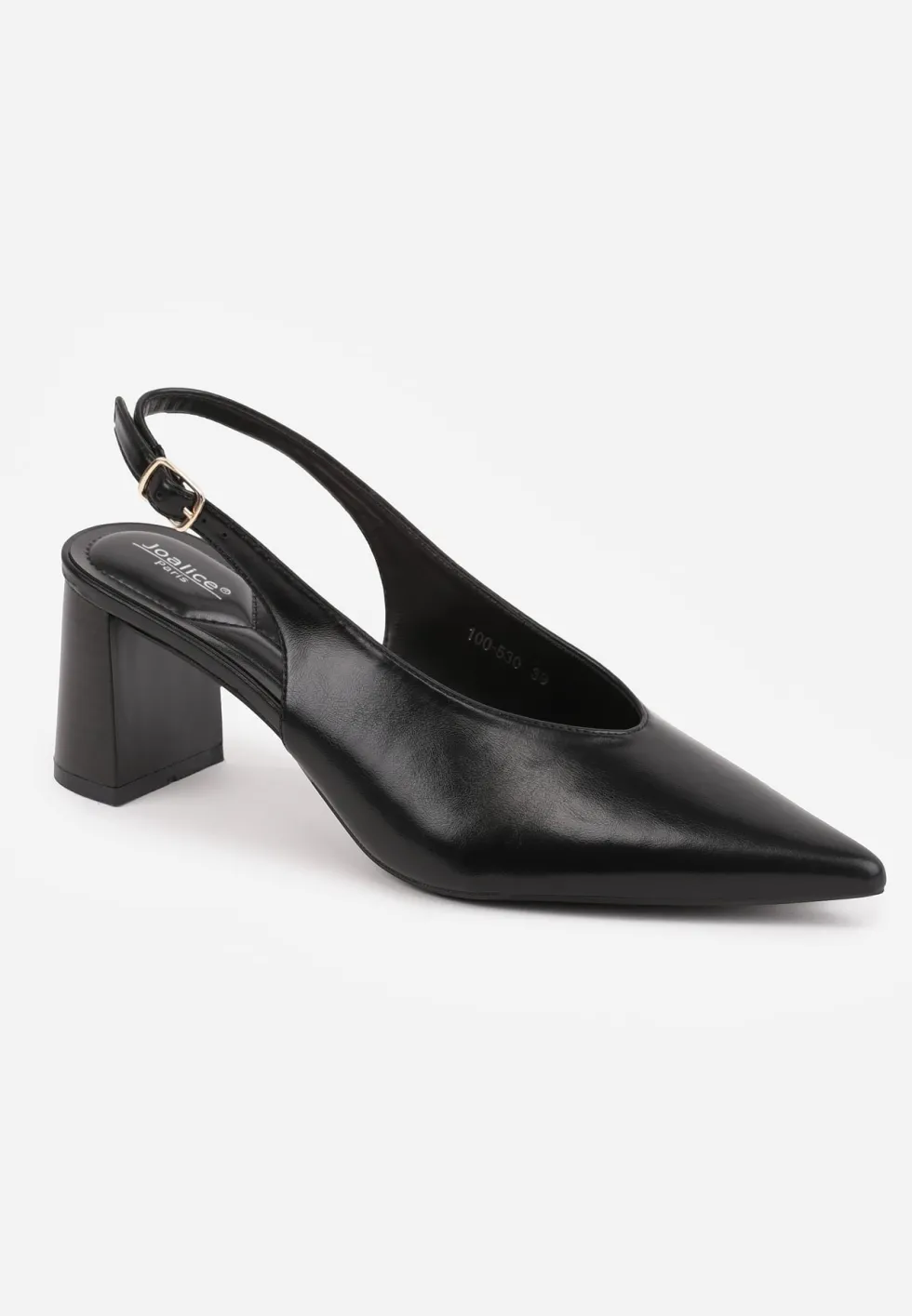Czarne Klasyczne Czółenka Slingback na Słupku ze Szpiczastym Noskiem Dolmisa