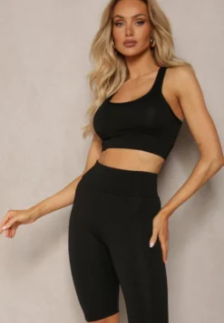 Czarne Kolarki Szorty High Waist Sportowe z Push-Up Calatrix