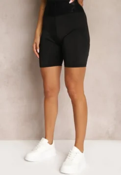 Czarne Kolarki Szorty High Waist z Koronką Cavima