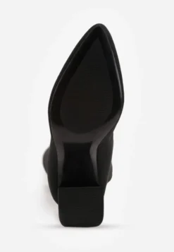 Czarne Kozaki Vices za Kolano na Metalicznym Słupku ze Skarpetkową Cholewką Neliannea