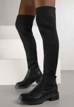 Czarne Kozaki z Elastyczną Cholewką Brygoros