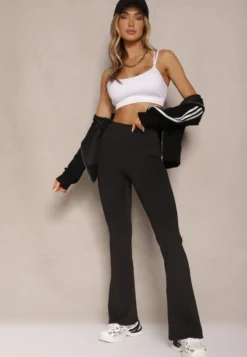 Czarne Legginsy Dzwony High Waist Orruvana