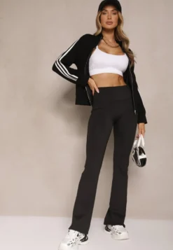 Czarne Legginsy Dzwony High Waist Orruvana