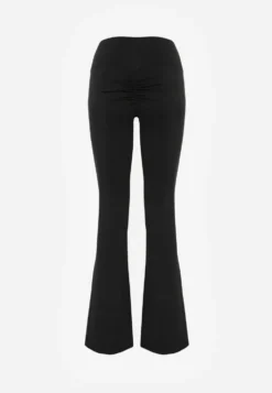 Czarne Legginsy Flare High Waist Ozdobione z Tyłu Modelującym Marszczeniem Deinoreia