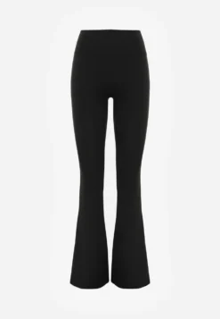 Czarne Legginsy Flare High Waist Ozdobione z Tyłu Modelującym Marszczeniem Deinoreia