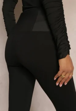 Czarne Legginsy High Waist z Szeroką Gumką w Talii Renume