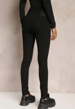 Czarne Legginsy High Waist z Szeroką Gumką w Talii Renume