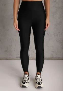 Czarne Legginsy High Waist z Zapiętkami Oliviera