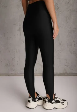 Czarne Legginsy High Waist z Zapiętkami Oliviera