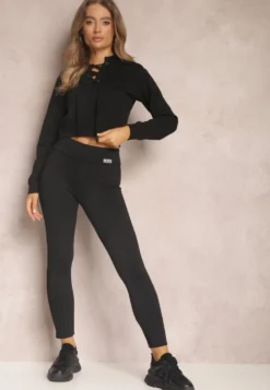 Czarne Legginsy z Gumką w Pasie Ismiphae