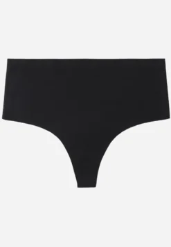 Czarne Majtki Stringi High Waist o Bezszwowym Wykończeniu Oreasa