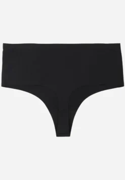 Czarne Majtki Stringi High Waist o Bezszwowym Wykończeniu Oreasa