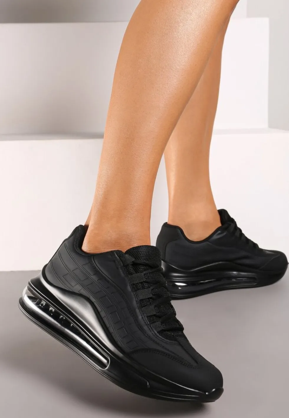 Czarne Matowe Sneakersy Gineros
