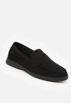 Czarne Mokasyny Casual VICES z Imitacji Zamszu z Wkładką ze Skóry Naturalnej Sheiris