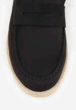 Czarne Mokasyny z Plecionką w Stylu Boho Galenatea