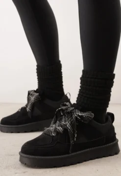 Czarne Śniegowce w Stylu Sneakersów Chunky ze Sznurowaniem i Bieżnikiem Iitha
