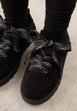 Czarne Śniegowce w Stylu Sneakersów Chunky ze Sznurowaniem i Bieżnikiem Iitha
