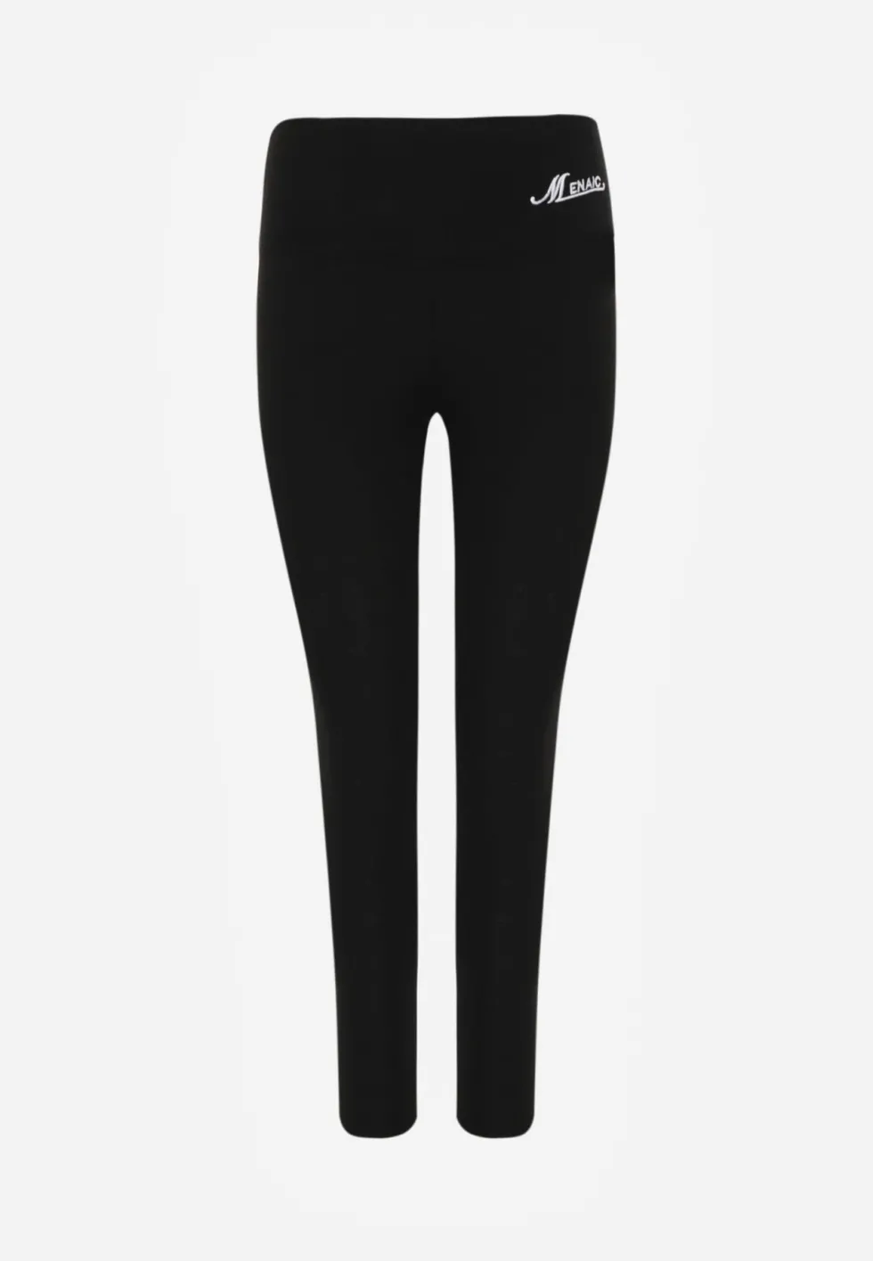 Czarne Prążkowane Legginsy High Waist z Haftowanym Napisem z Boku Eunedeia