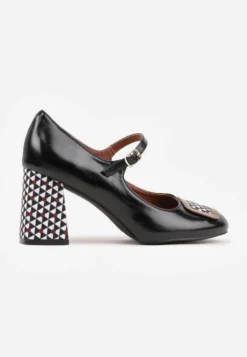 Czarne Retro Czółenka Vices w Stylu Mary Jane ze Skórzaną Wkładką Vedvire