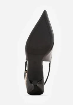 Czarne Sandały Lakierowane na Szpilce Vices Typu Slingback Tilazea