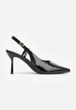 Czarne Sandały Lakierowane Vices na Szpilce Slingback Raleira