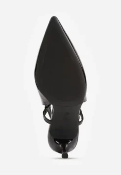 Czarne Sandały Lakierowane Vices na Szpilce Slingback Raleira