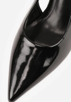 Czarne Sandały Lakierowane Vices na Szpilce Slingback Raleira