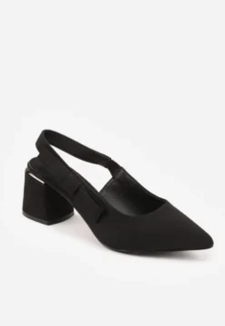 Czarne Sandały na Słupku Vices Slingback ze Skórzaną Wkładką Vevoline