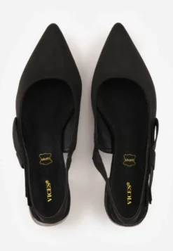Czarne Sandały na Słupku Vices Slingback ze Skórzaną Wkładką Vevoline