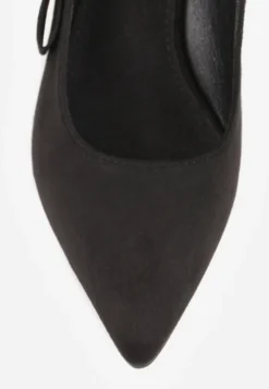 Czarne Sandały na Słupku Vices Slingback ze Skórzaną Wkładką Vevoline