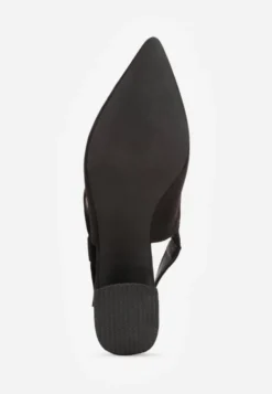 Czarne Sandały na Słupku Vices Slingback ze Skórzaną Wkładką Vevoline