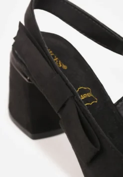Czarne Sandały na Słupku Vices Slingback ze Skórzaną Wkładką Vevoline