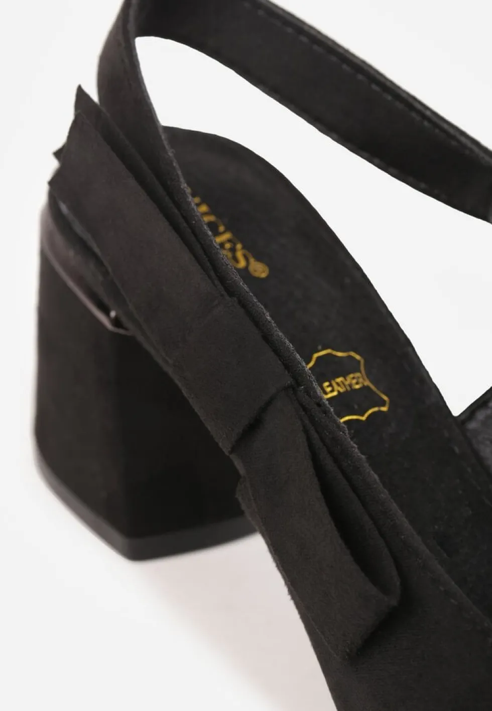 Czarne Sandały na Słupku Vices Slingback ze Skórzaną Wkładką Vevoline