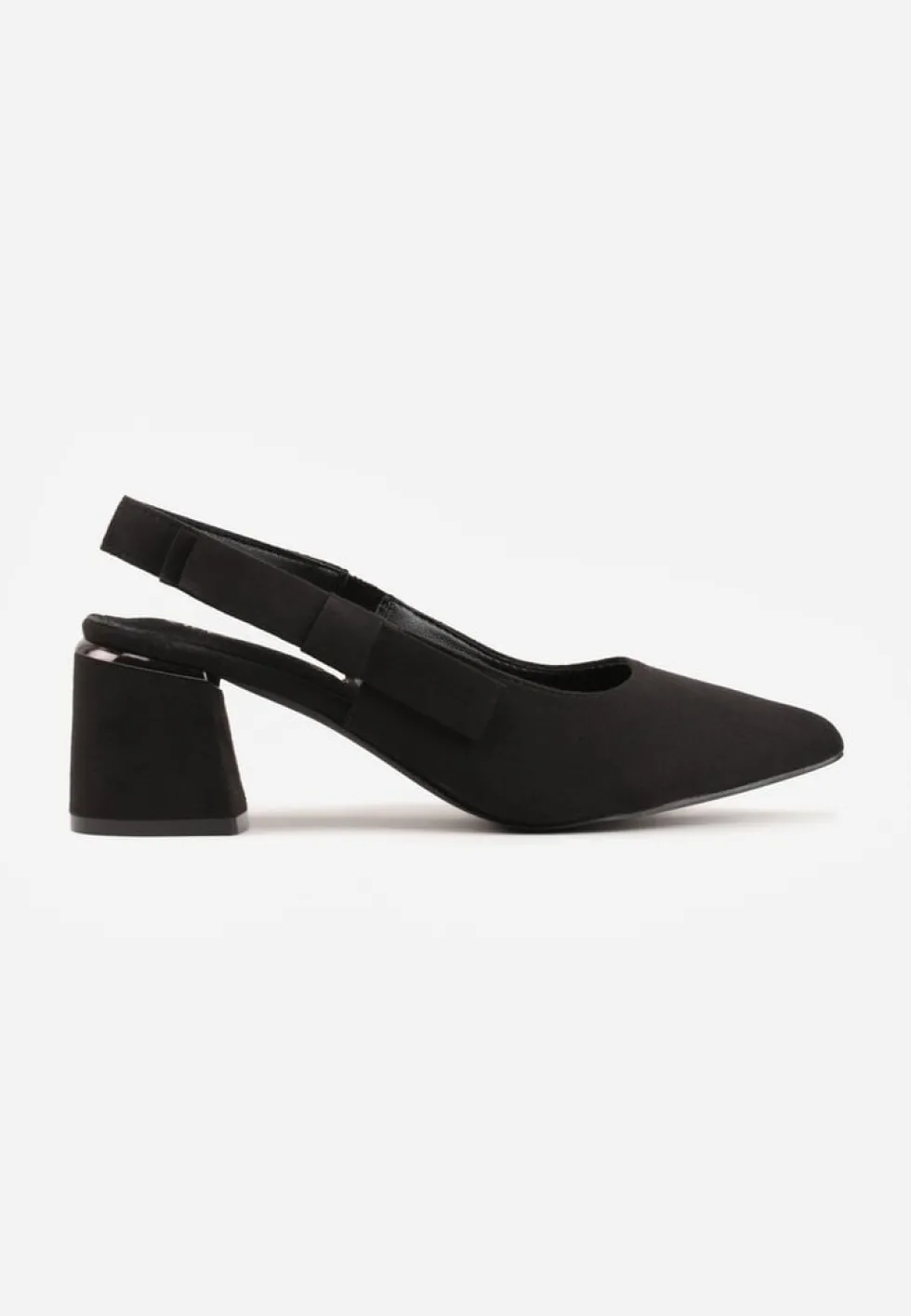 Czarne Sandały na Słupku Vices Slingback ze Skórzaną Wkładką Vevoline