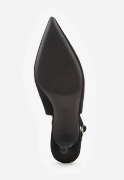 Czarne Sandały na Szpilce w Stylu Slingback Tarosie