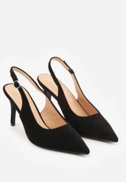 Czarne Sandały na Szpilce w Stylu Slingback Tarosie