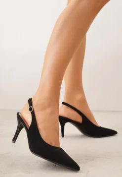 Czarne Sandały na Szpilce w Stylu Slingback Tarosie