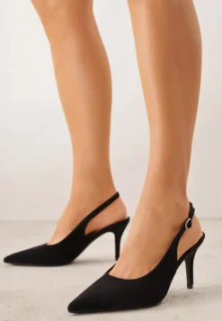 Czarne Sandały na Szpilce w Stylu Slingback Tarosie