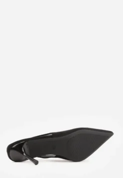 Czarne Sandały Slingback na Szpilce z Imitacji Zamszu Carilona