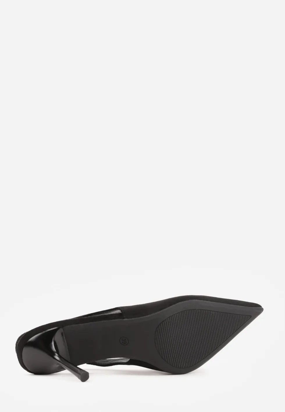 Czarne Sandały Slingback na Szpilce z Imitacji Zamszu Carilona