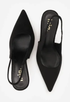 Czarne Sandały Slingback na Szpilce z Imitacji Zamszu Carilona