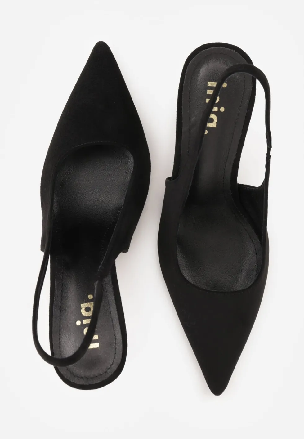 Czarne Sandały Slingback na Szpilce z Imitacji Zamszu Carilona