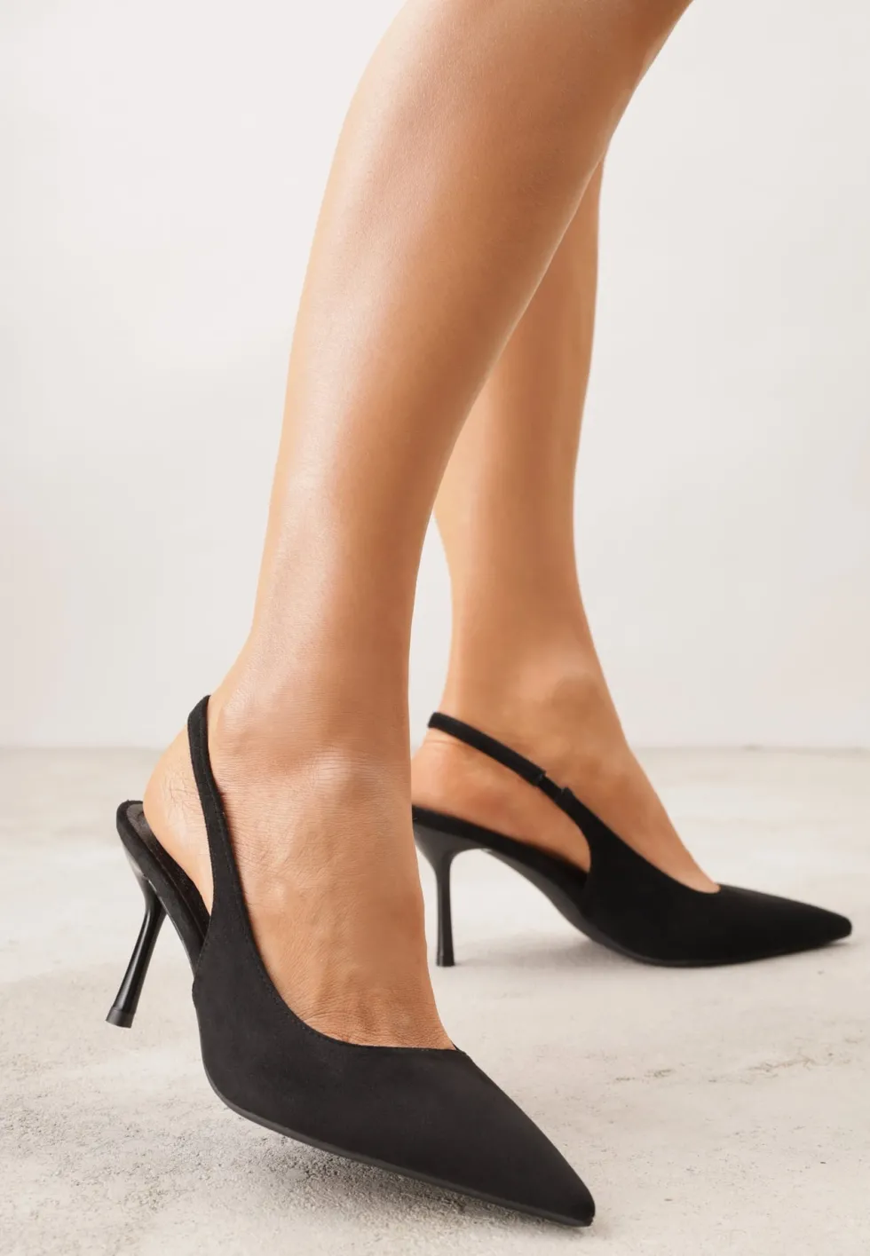 Czarne Sandały Slingback na Szpilce z Imitacji Zamszu Carilona