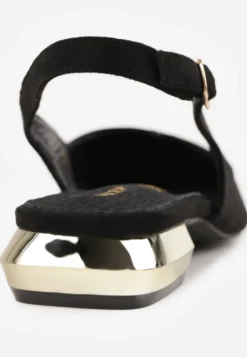 Czarne Sandały Slingback Vices z Wkładką ze Skóry Naturalnej Galeresa