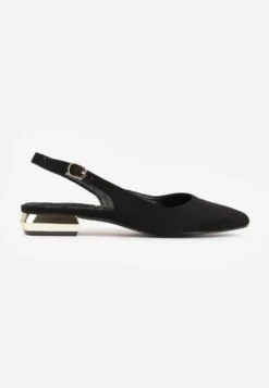 Czarne Sandały Slingback Vices z Wkładką ze Skóry Naturalnej Galeresa